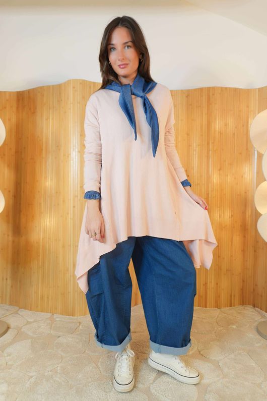 Mabel Dip Side Stretch Fine Knit Rose /30=